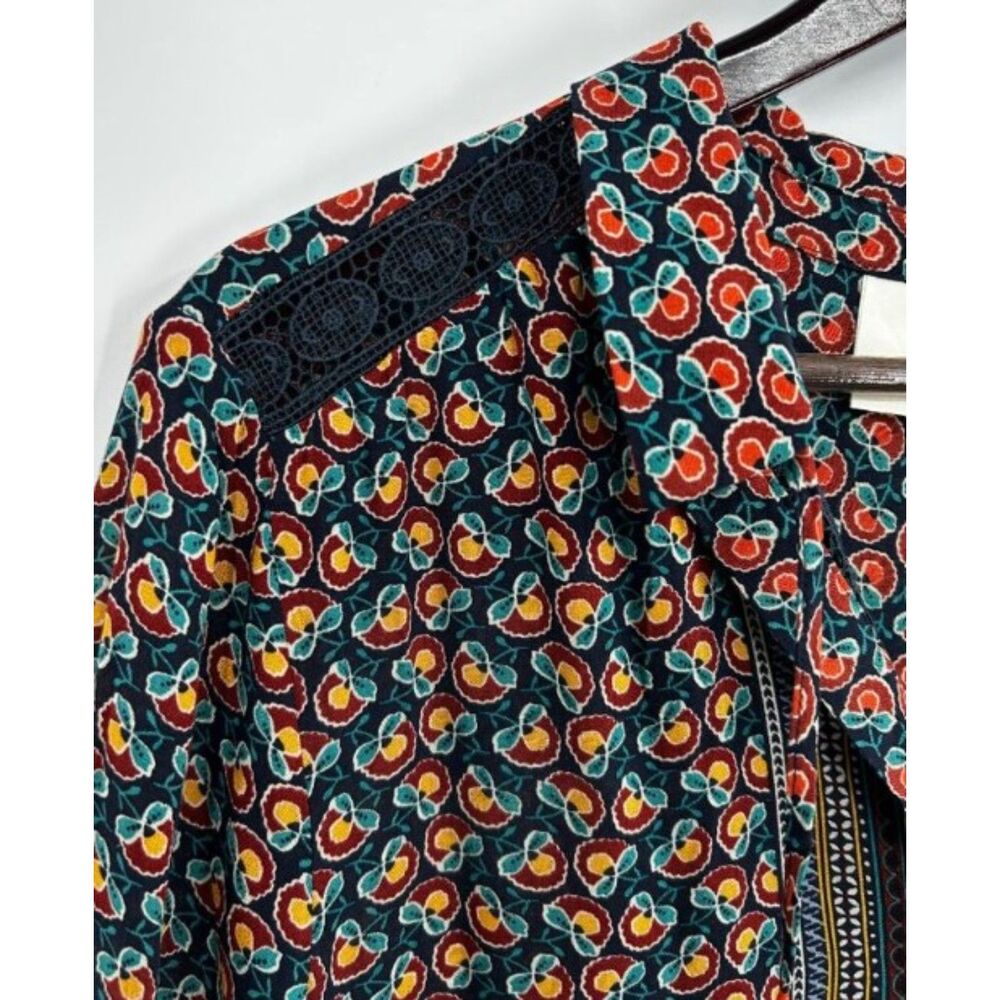 MAEVE by ANTHROPOLOGIE Multicolored Sz 6 Button Up JANIE FLOUNCED PEASANT Blouse - Picture 5 of 8